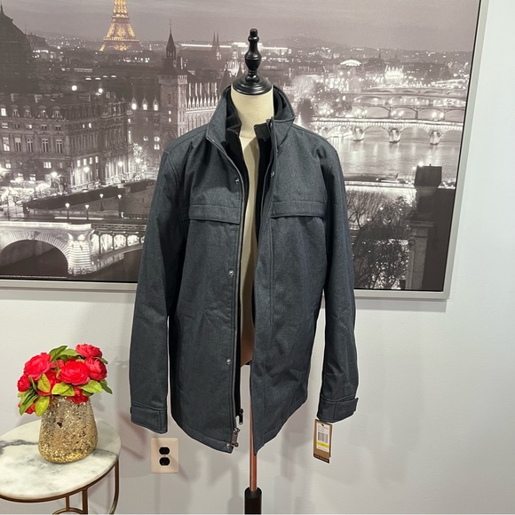 Dockers Men's Soft Shell Stand Collar Zip Front Jacket W/ Attached Fleece Bib - Picture 6 of 16